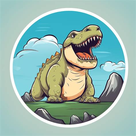 Ilustração de desenho animado de um dinossauro T Rex imagem Premium