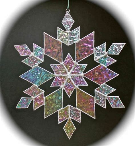 Stained Glass Snowflake Suncatcher Design 17 Etsy Stained Glass