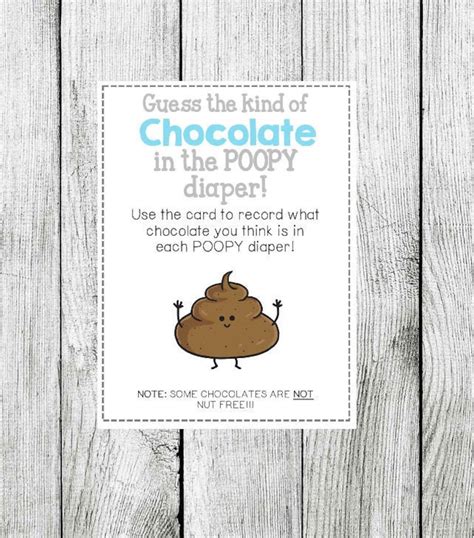 Guess The Chocolate In The Poopy Diaper Baby Shower Game Blue Etsy