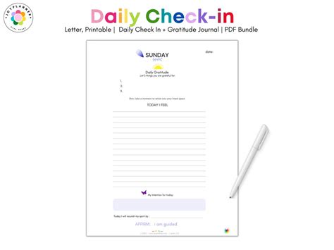 Daily Check In Journal Kit Gratitude Journal Mental Health Journal Daily Pages Self Love Journal