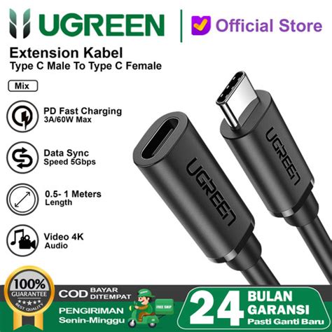 Promo UGREEN Kabel Extension Type C Male To Type C Female Speed Up To