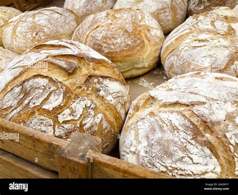 Food Freshly Baked Bread On A Shelf In The Store Natural Ecological