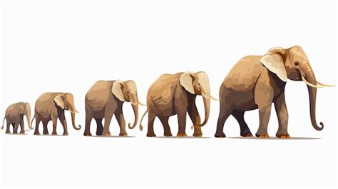 Majestic Asian Elephants With Beautiful Tusks Walking In Line Premium