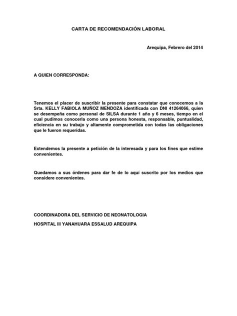 Carta De Recomendacion Laboral Word Ejemplos Financial Report