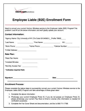 Fillable Online Baruch Cuny Employee Liable B E Enrollment Form