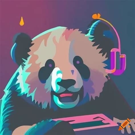 Panda Mad Scientist Mixing Sparkling Chemicals In A Digital Art On Craiyon