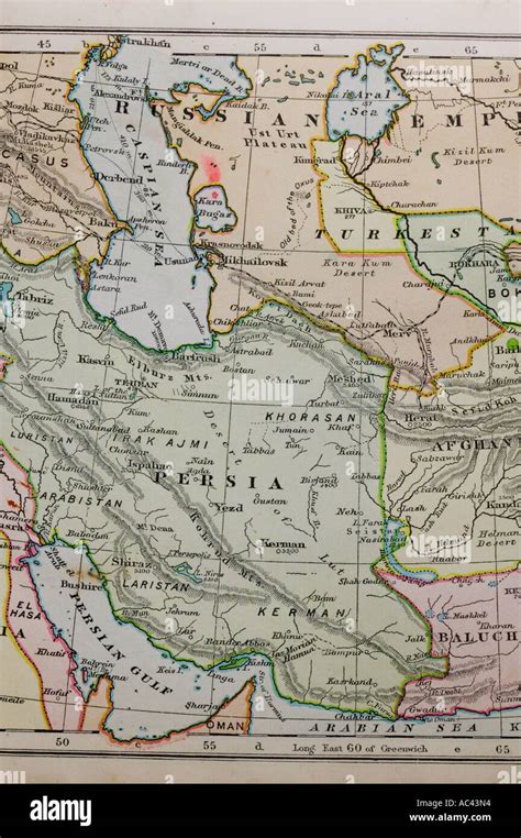 a 100 year old map of Persia showing old boundaries Stock Photo - Alamy