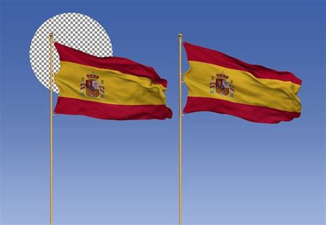 Premium Psd Spain Wavy Flags With Pole D Rendering