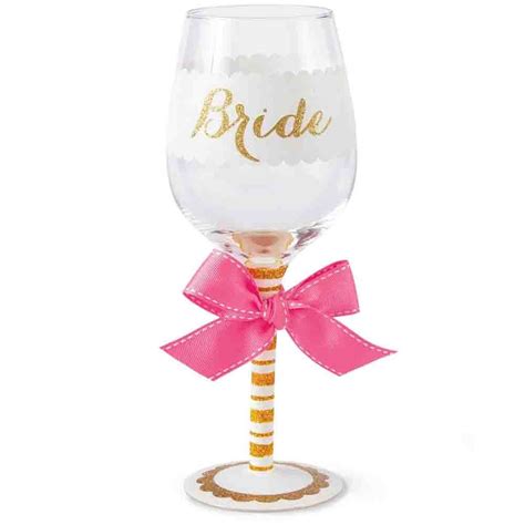 Glittered Wine Glass Bridal Shower Gift By Mudpie Bride Bride Wine