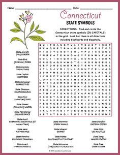 Us State Symbols Word Search Puzzle Worksheets Ideas State Symbols