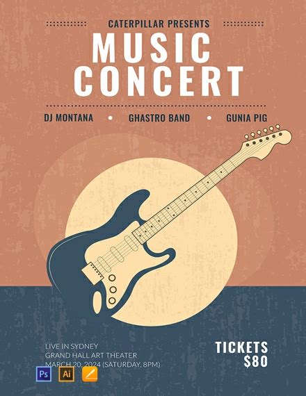 Free Live Concert Poster Template Psd Apple Mac Pages Illustrator