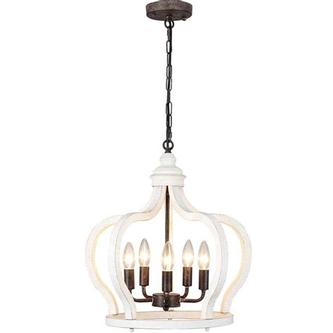 LWYTJO 5 Light Antique Black White Crown Farmhouse Dimmable Lantern