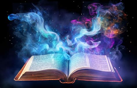 Premium Photo Open Book With Magic Light And Smoke On Dark Background