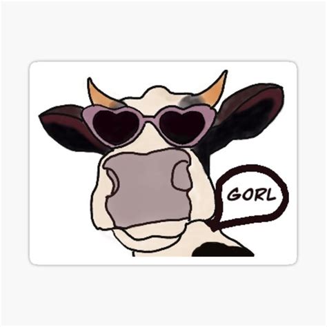 Lol Cow Gorl World Art Sticker For Sale By Lolcowart Redbubble