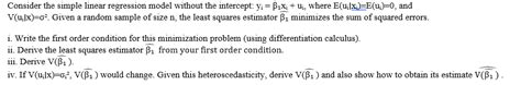 Solved Consider The Simple Linear Regression Model Without