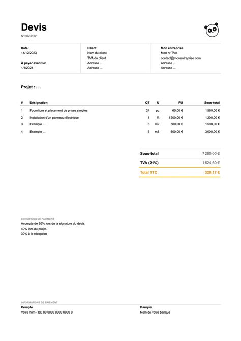 modele de devis gratuit telecharger gratuitement