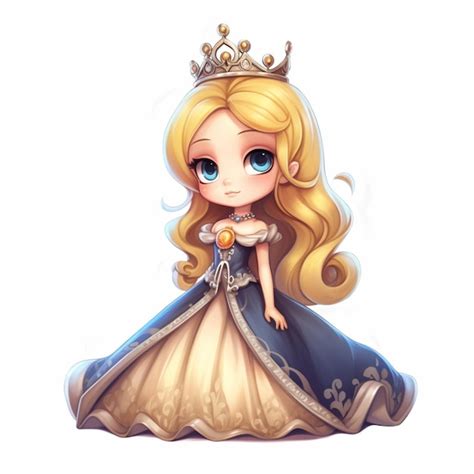 Premium Photo Cartoon Illustration Of A Blonde Princess With A Crown On Her Head Generative Ai