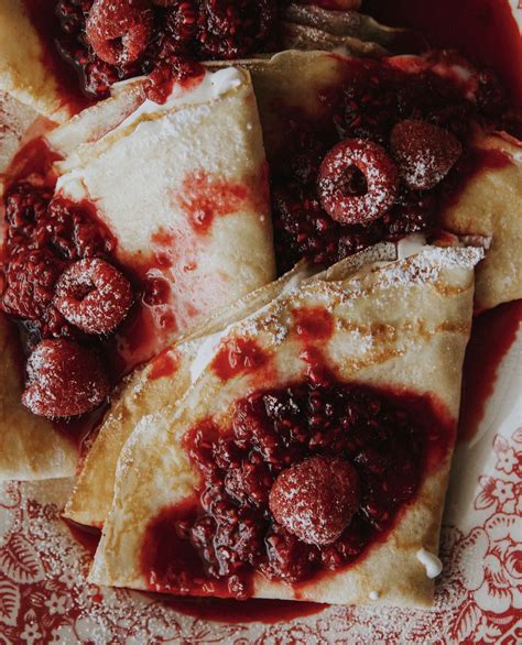 Whip Cream Filled Crepes And A Raspberry Rum Sauce Whipped Cream Crepes Raspberry