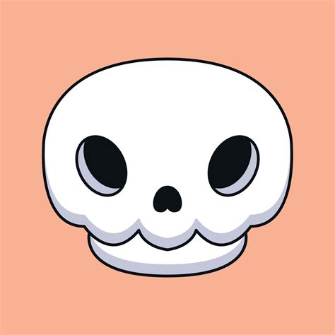 Cute Skull Head Cartoon Mascot Doodle Art Hand Drawn Outline Concept