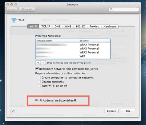 Find A MAC Address In Mac OS X