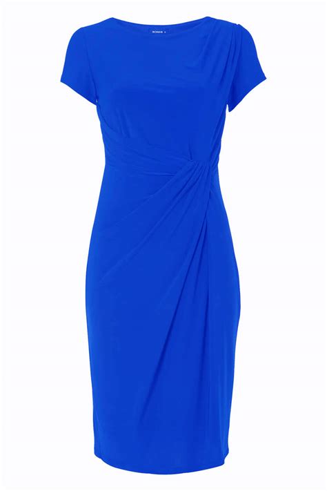 Short Sleeve Twist Waist Dress In Royal Blue Roman Originals Uk