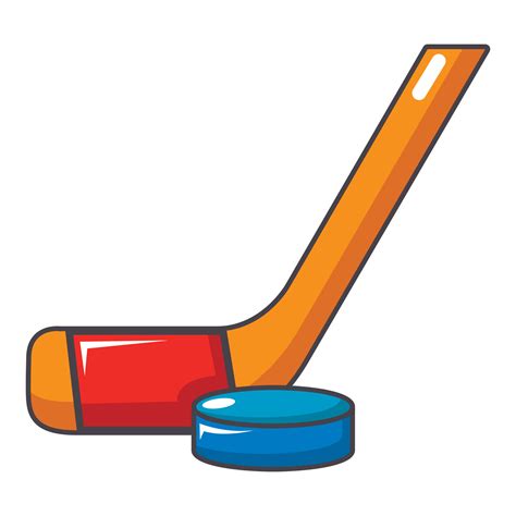 icono de palo de hockey y disco, estilo de dibujos animados 15096230