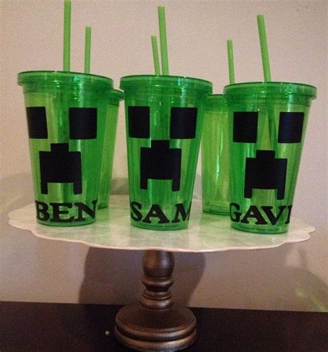 10 Minecraft Creepers Party Favors Personalized Cups 16 Oz Double Wall Plastic Tumblers With