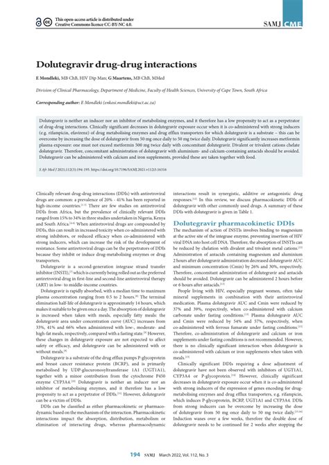 (PDF) Dolutegravir drug-drug interactions