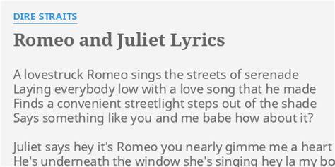 Romeo And Juliet Lyrics By Dire Straits A Lovestruck Romeo Sings