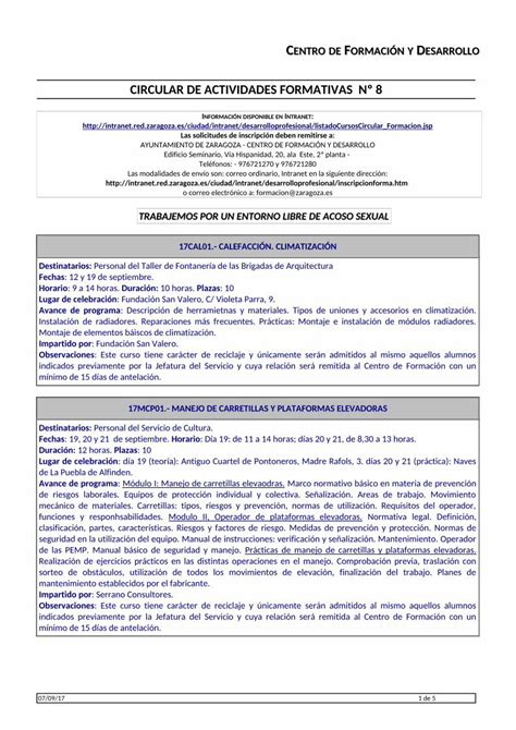 Pdf Circular De Actividades Formativas N Pdf Funciones Y