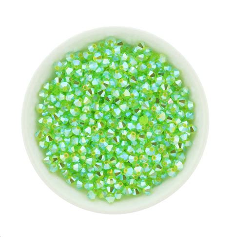 Preciosa Bicones Limecicle AB2X 3mm 4mm 6mm Crystal Bicone Beads