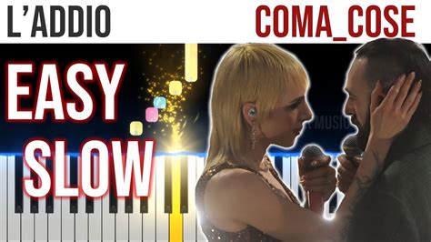 L ADDIO Coma Cose SANREMO 2023 EASY SLOW Piano Tutorialwith