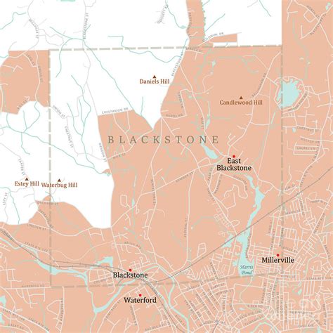 MA Worcester Blackstone Vector Road Map Digital Art by Frank Ramspott - Fine Art America