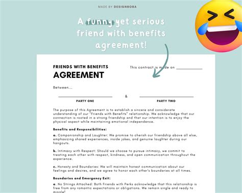 Friends With Benefits Contract Funny Printable Funny Relation Contract