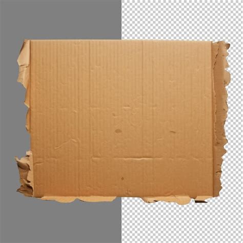 Premium PSD Brown Corrugated Torn Cardboard Isolated On Transparent