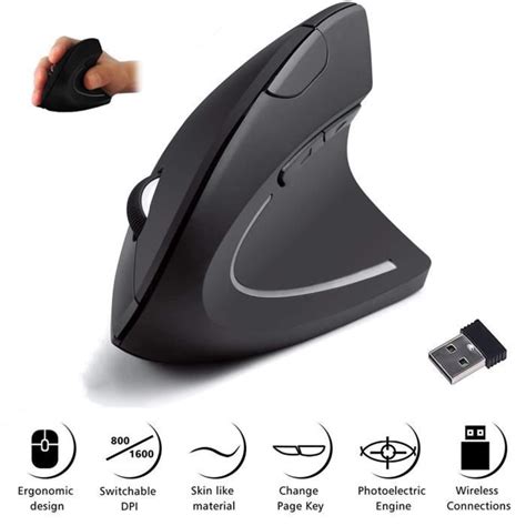 Ergonomique Verticale Usb Souris Verticale Sans Fil Optique Ghz