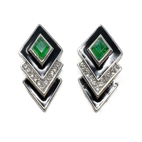 Christian Dior 1970s Art Deco Inspired Flawed Emerald… Gem