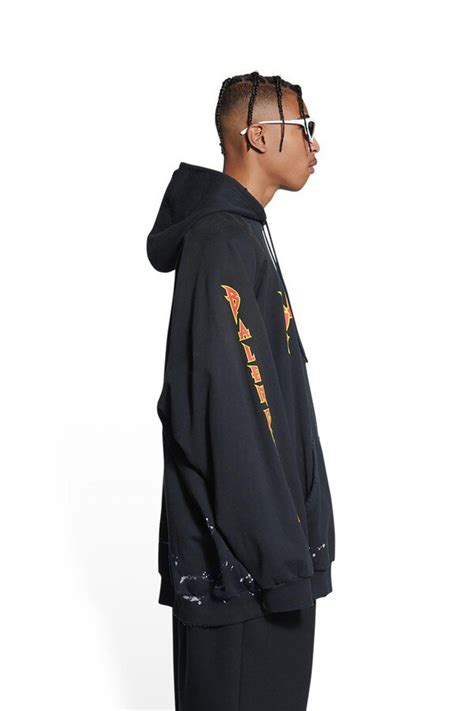 Balenciaga Metal Hoodie Oversized Black Editorialist