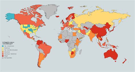 Concealed Gun Carry Laws Around The World Mapporn