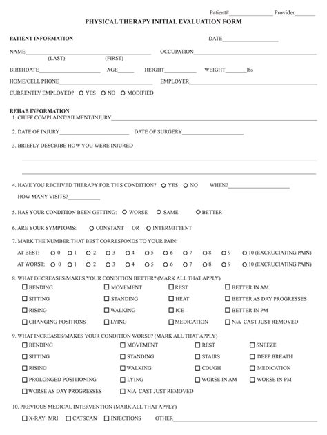 Physical Therapy Initial Evaluation Form Fill And Sign Printable Template Online Us Legal Forms