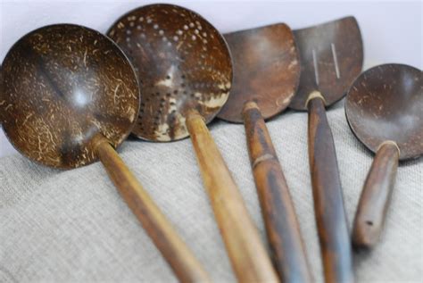 Handmade Coconut Shell Set Of 5 Kitchen Utensils By Madefornorah