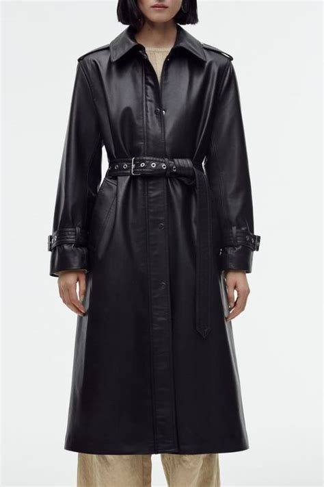 Zara Trench Trenchcoat Kunstleder Mantel Schwarz Gr M Neu Kaufen Auf