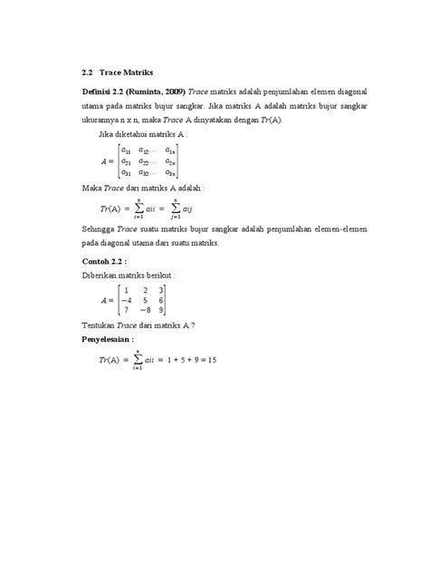 Trace Matriks | PDF