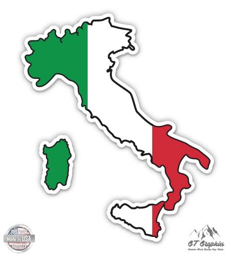 Italy Map Flag Country Shape 12 Vinyl Sticker Waterproof Decal