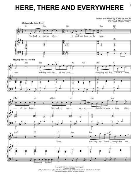 Here There And Everywhere By The Beatles Sheet Music For Piano Vocal