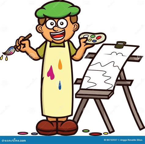 Artista Cartoon Character Del Pintor Ilustración Del Vector