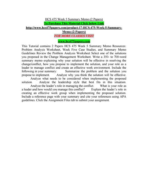 Hcs 475 Week 5 Summary Memo 2 Papers By Fauvakarjohnson13 Issuu