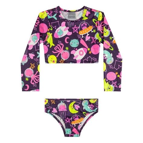 Biquini infantil cropped Planetas Quimby Moda Madá