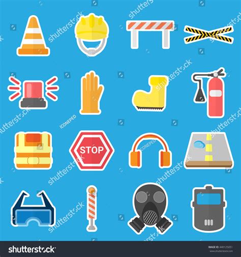 Flat Job Safety Equipment Vector Icons Stock Vector Royalty Free