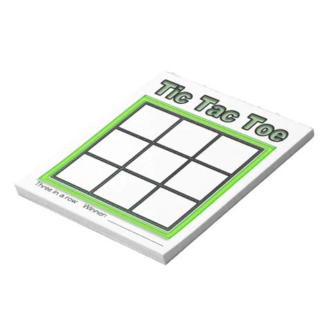 Green Tic Tac Toe Game Notepad | Zazzle